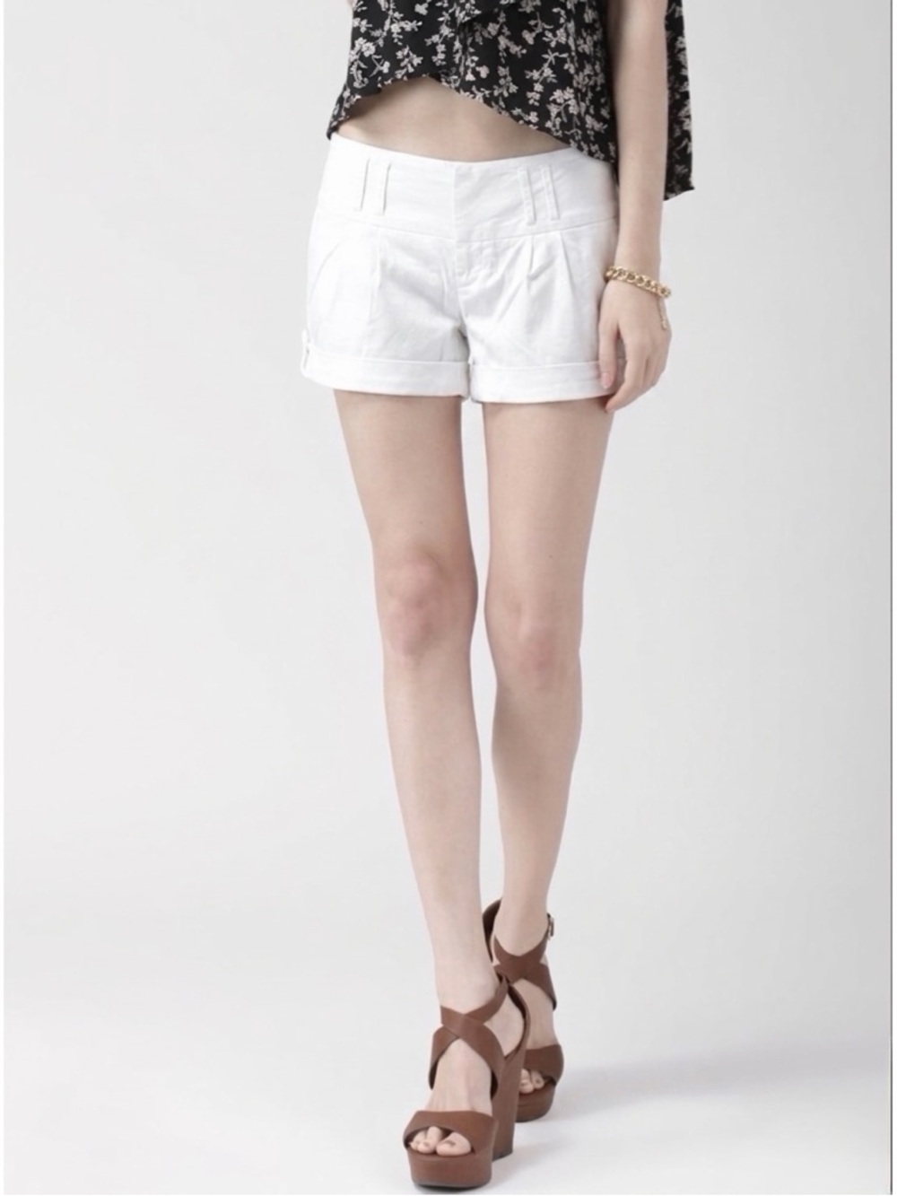 Forever 21 White Short with Rolled Hem